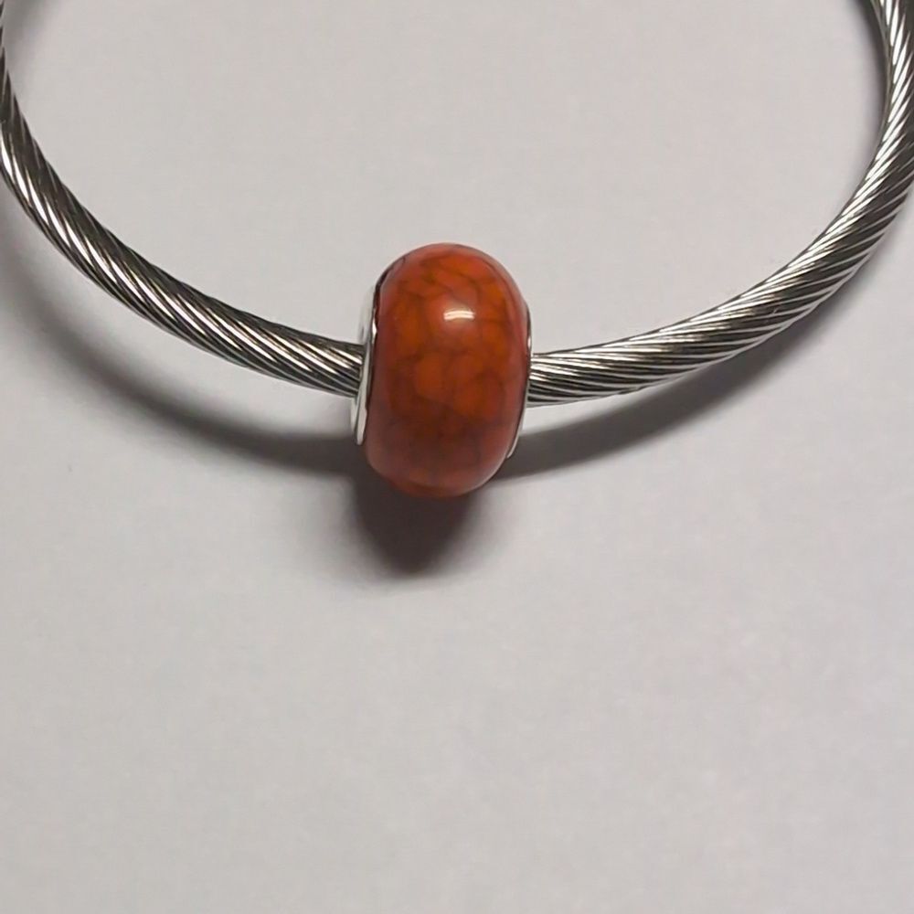 Crackled Orange‎ Charm for Pandora Style Bracelet